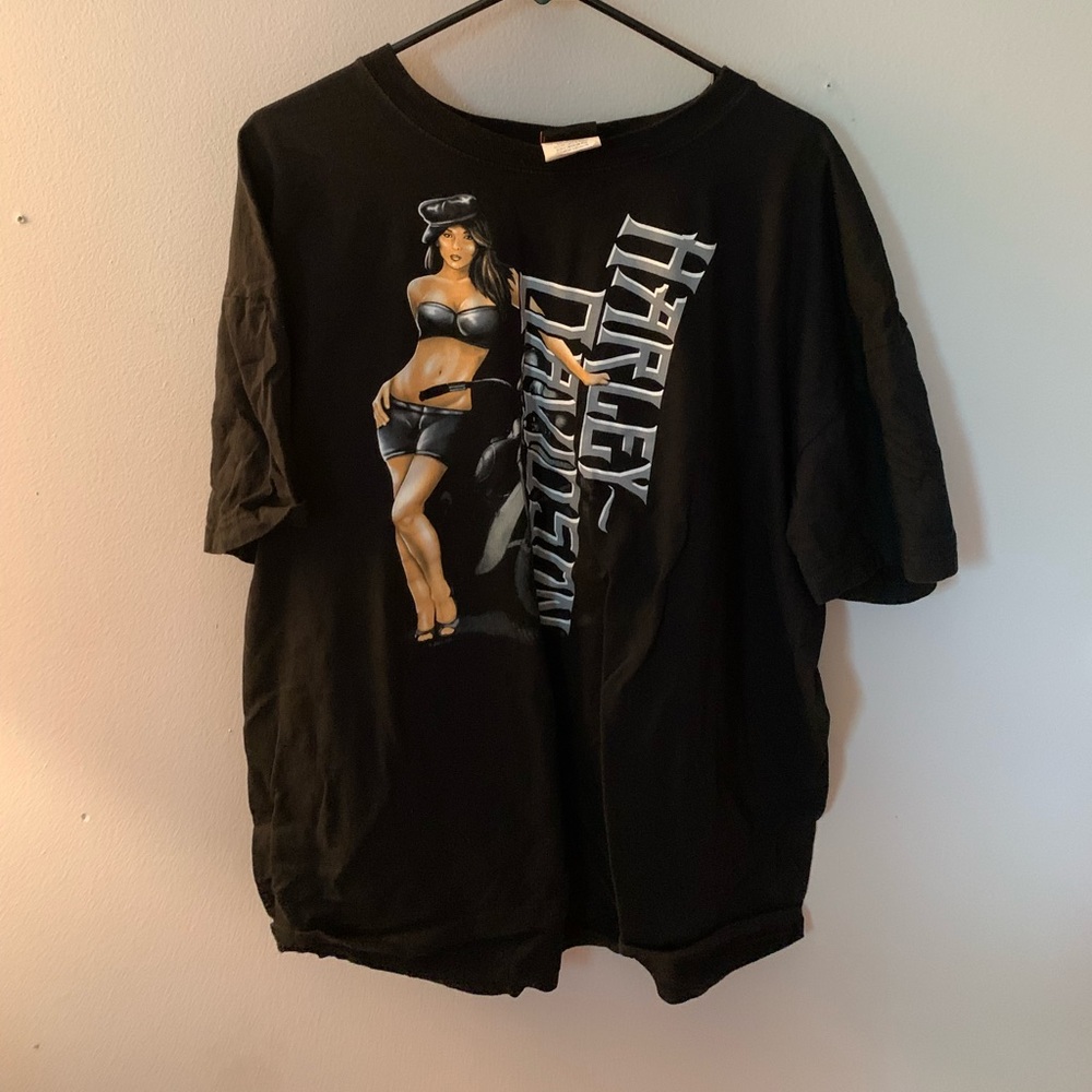 Vintage Harley Davidson Pin Up Girl Oversized Tee Size XXL